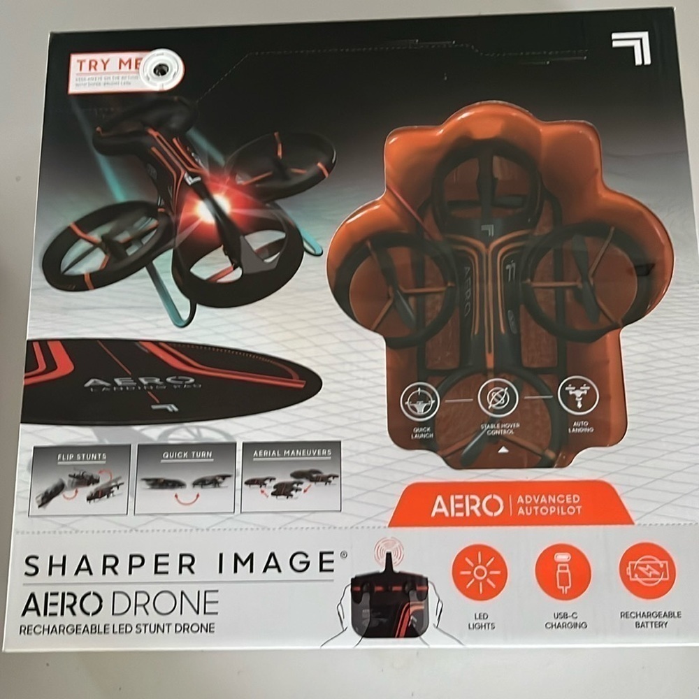 Sharper Image. Aero Drone. Rechargeable LED stunt drone. NEW. Toy. Games